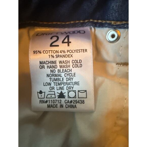 Driftwood Colette Embroidered Cuff Cropped Jeans W24 L26 Floral Raw Hem - Picture 9 of 10